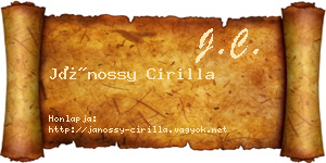 Jánossy Cirilla névjegykártya